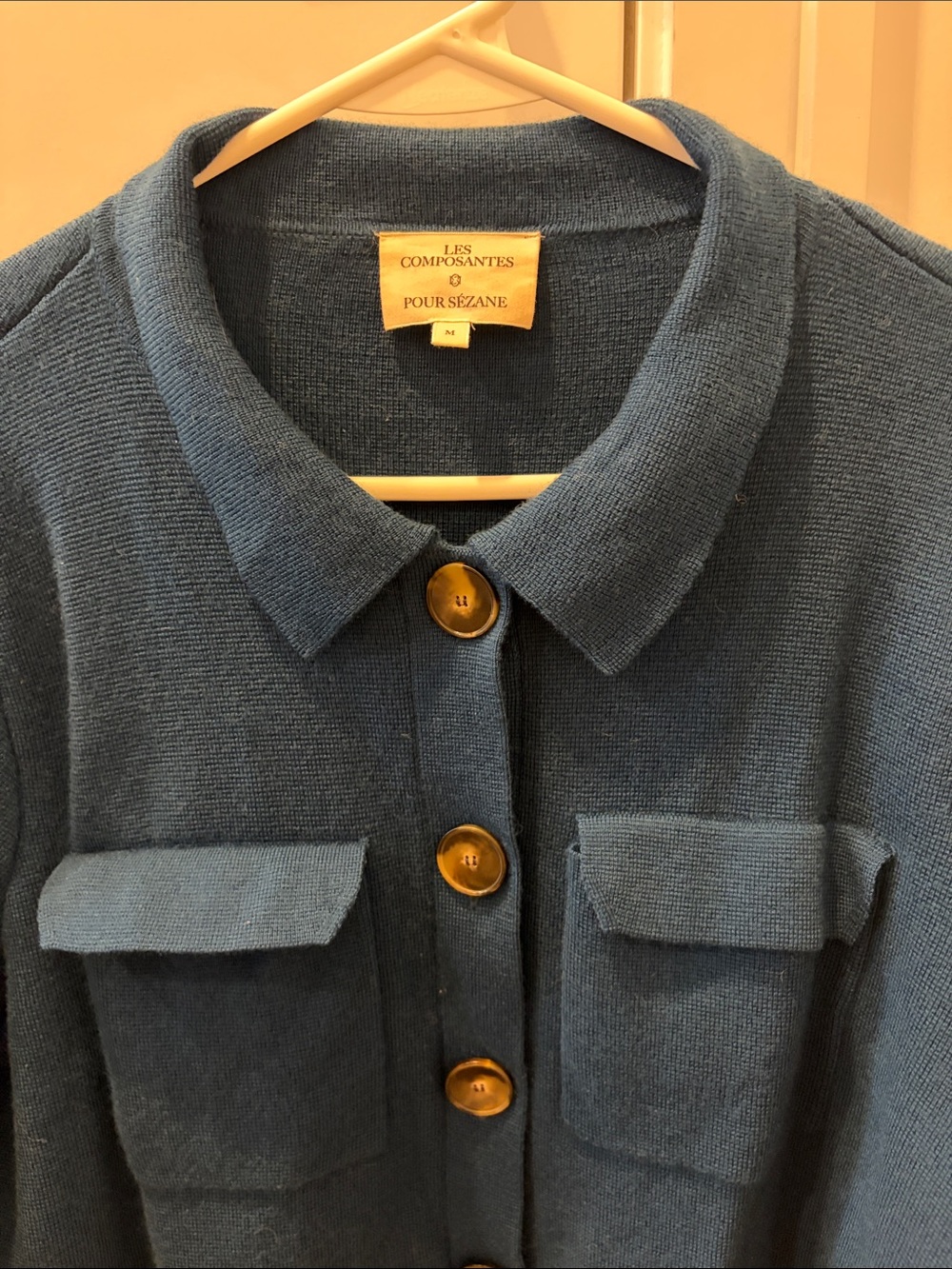 Blue Button Front Knit Jacket - Picture 2 of 3